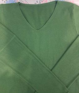Green V-Neck Knit Sweater