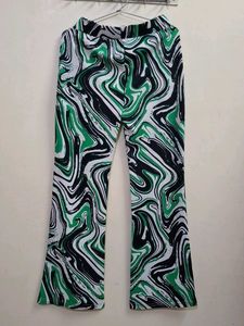 Swirl Print Flare Leg Pants