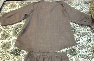 Elegant Brown Kurta and Pants Set