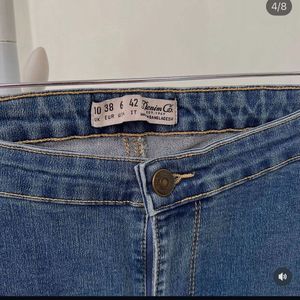 Stylish Blue Jeans with Red Side Stripe