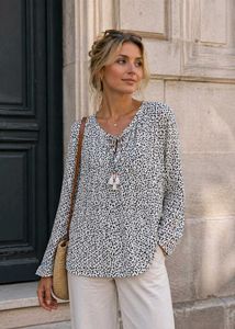 Chic Black & White Print Tunic Top