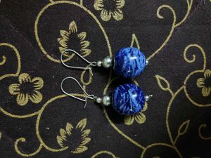 Blue Marble Dangle Earrings