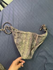 Snake Print Tie-Up Bikini Bottoms