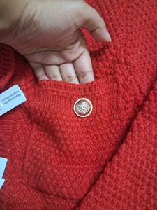 NEW WITH TAG Chic Red Knit Cardigan