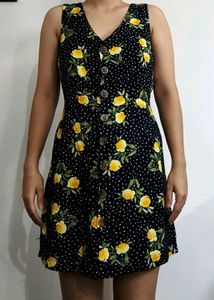 Cute Black Floral Button-Up Dress