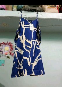 Stylish Blue Abstract Print Camisole Dress