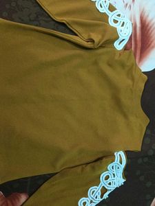 Mustard Yellow "You + Me" Top with Lace Detail