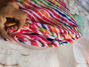 Vibrant Striped Saree
