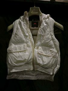 White Puffer Vest with Hood
