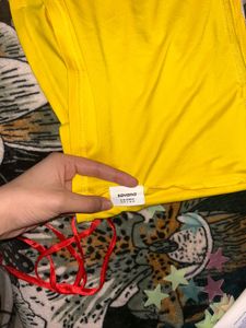 Yellow Buckle Strap Crop Top