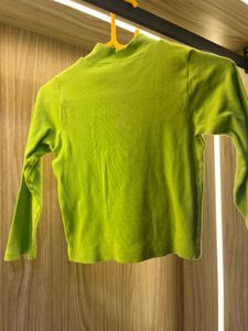 Lime Green Zip-Up Crop Top