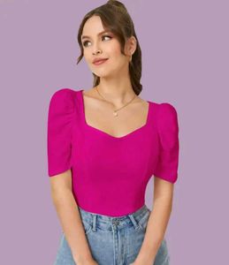 Vibrant Pink Puff Sleeve Top