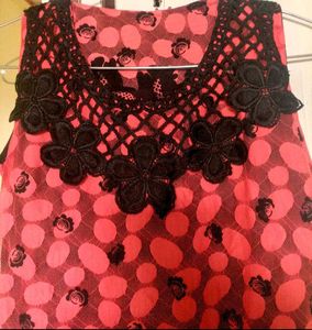Peach &amp; Black Floral Dress