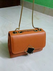 Brown Geometric Chain Bag