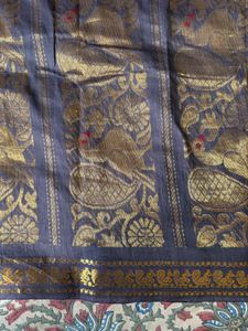 Elegant Blue &amp; Purple Saree with Gold