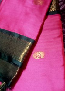 Elegant Pink Silk Saree with Gold Border
