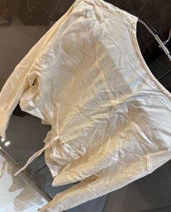 Cream Cropped Button-Up Top