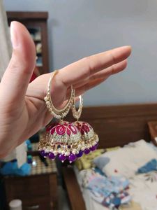 Jhumka Earrings with Pearl and Beads