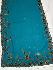 cut work sequence Embroidered Saree