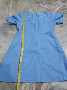 Light Blue A-Line Short Sleeve Dress