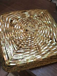 Decorative Golden Woven Tray with Bowls