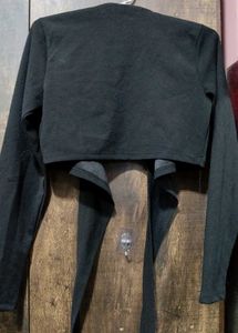 Black Cropped Tie-up Shrug Cardigan Full Sleeves🖤