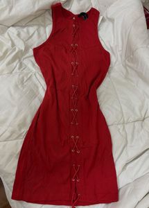 Forever 21 - Red Lace-Up Mini Dress