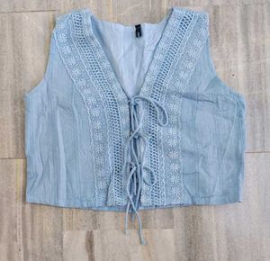 Boho Lace Trimmed V-Neck Sleeveless Top
