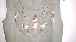 Heine Germany Embellished Olive Green Top