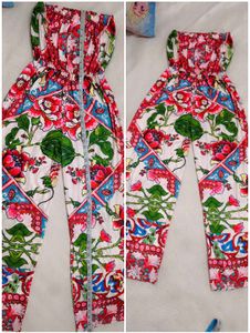 Very Beautiful Floral Print Strapless Jumpsuit