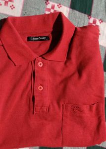 Red Cotton Caney Polo Shirt