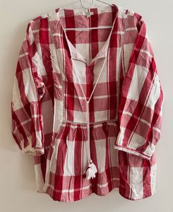 AND - Red &amp; White Checkered Tunic Top