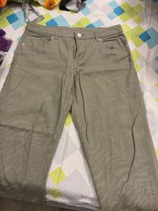 Mid-rise Olive Green Zebra Print Jeans
