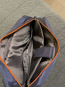 Navy Blue Laptop Bag with Orange Accent