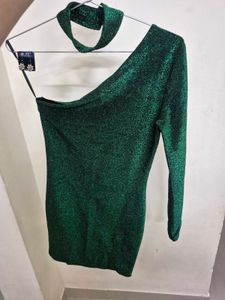 Sparkly Green One-Shoulder Dress