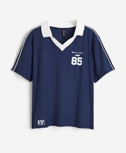 H&M Navy Blue Graphic Polo Shirt