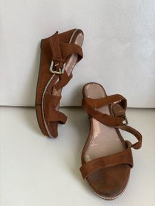 Brown Suede Wedge Sandals
