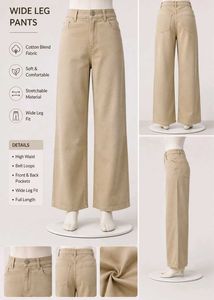 Khaki Wide-Leg Trousers
