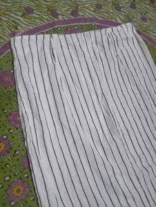 Striped Button-Up Midi Skirt