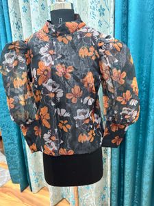 Puffed Sleeve Organza Top