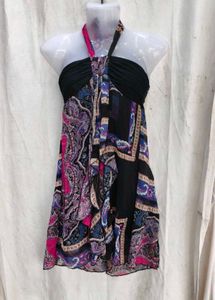 4267. Bohemian Print Halter Neck Mini Dress