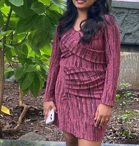 Pink Shimmer Wrap Mini Dress