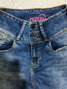 High Waisted Ripped Blue Jeans