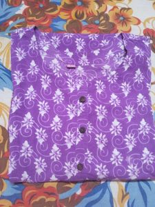Purple Printed Cotton Kurta