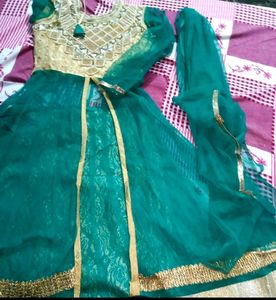 Partywear Net Sea Green Heavy 4 Piece Suit
