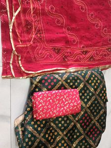 green lehanga and blouse piece