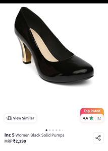 Women's Black Patent Pumps with Gold Heel