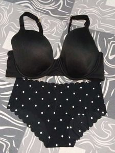 Black Polka Dot Bra & Panty Set