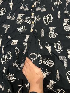 Black Printed Kurta can also be used as dress