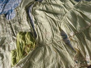 Green Kurta Set Dupatta